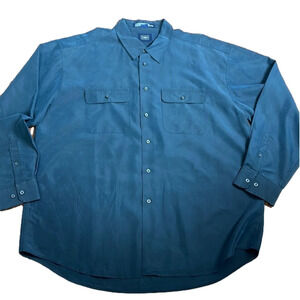 Men's Haggar navy  button down patterned dress shirt XXL